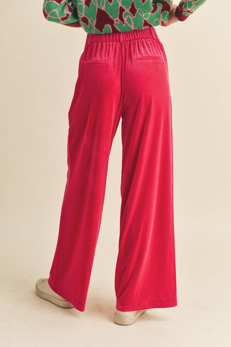 WIDE LEG VELVET TROUSERS