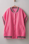 Oversized Sherpa Textured Varsity Button Front Vest