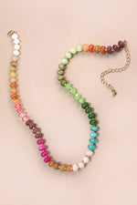 Natural Agate Glass Semi-Precious Bead Necklace