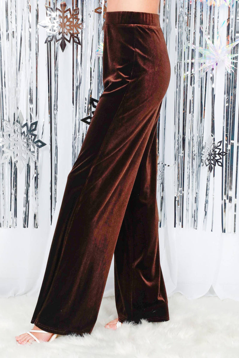 Velvet Straight Wide-Leg High Rise Pants VP81978A