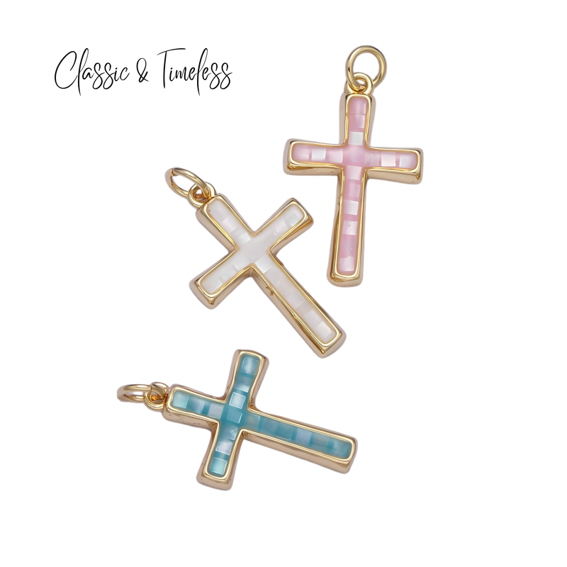 Mother of Pearl Cross Charm