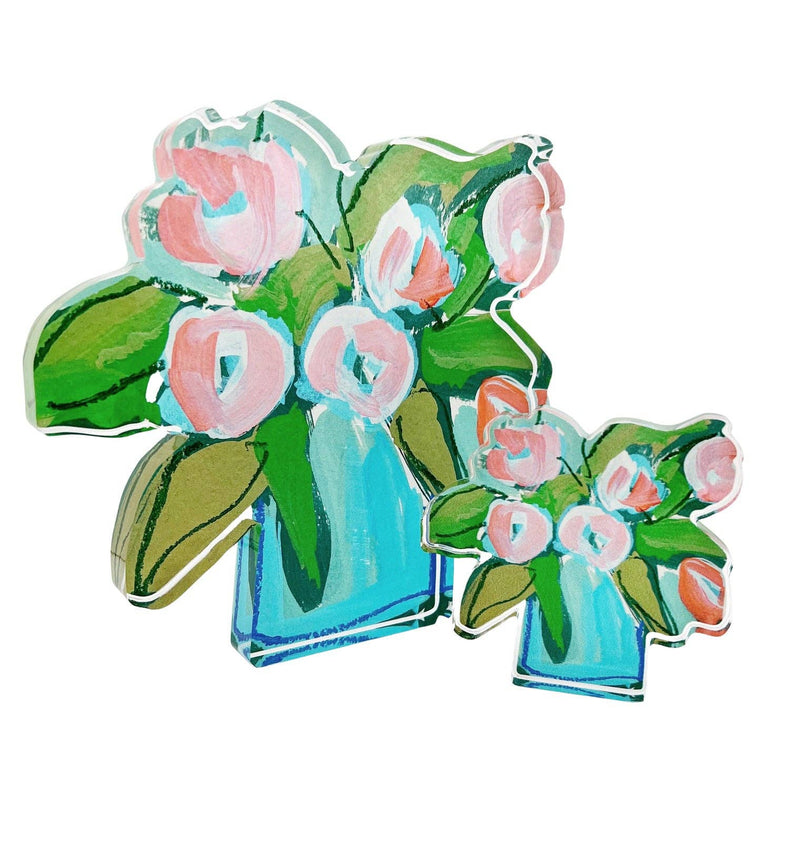 Coral Tulips Acrylic Bloom Block BITTY