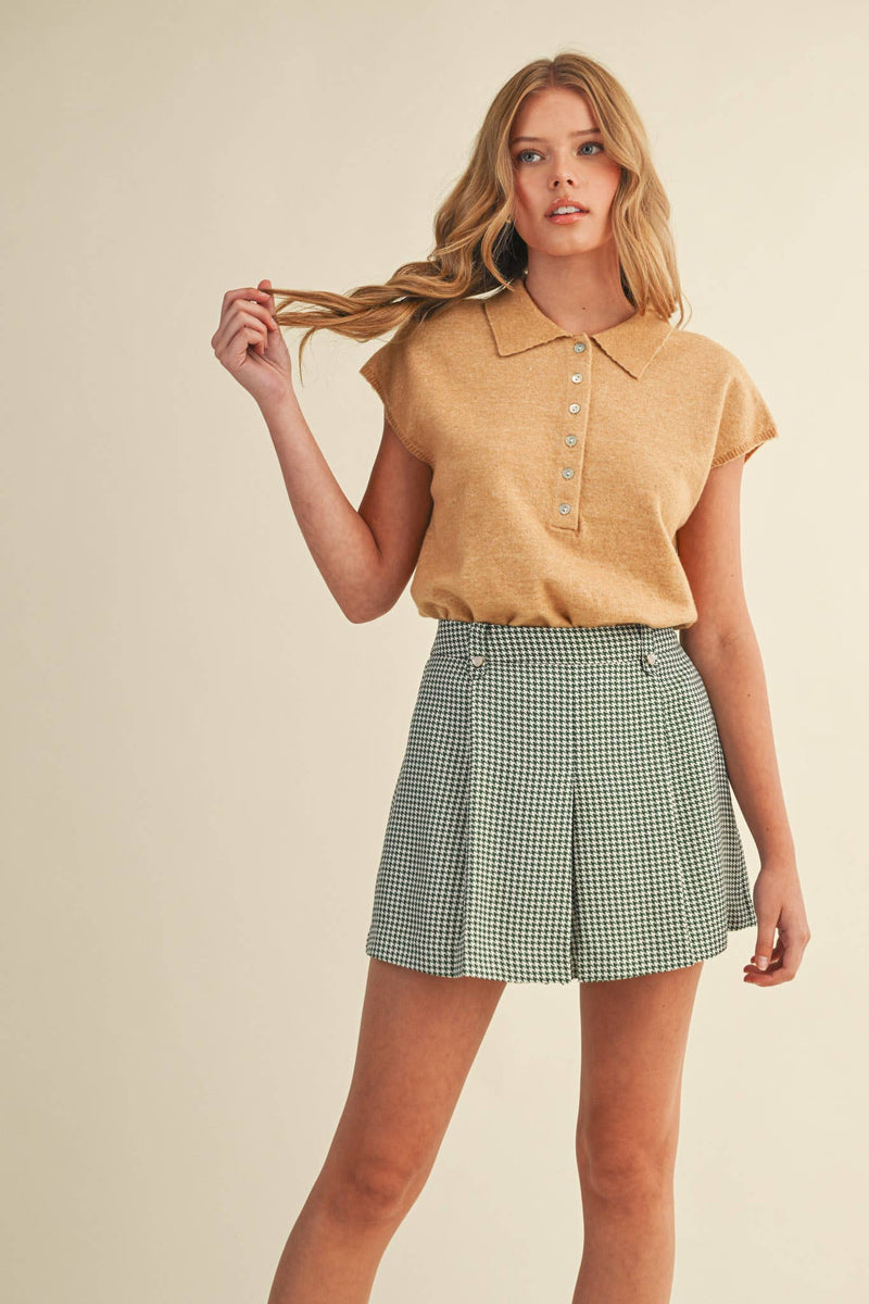 HOUNDSTOOTH PLEATED SHORTS