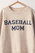 Baseball Mom Knit Pullover Sweater