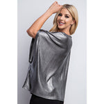 Pleated Lurex Knit Top - Silver