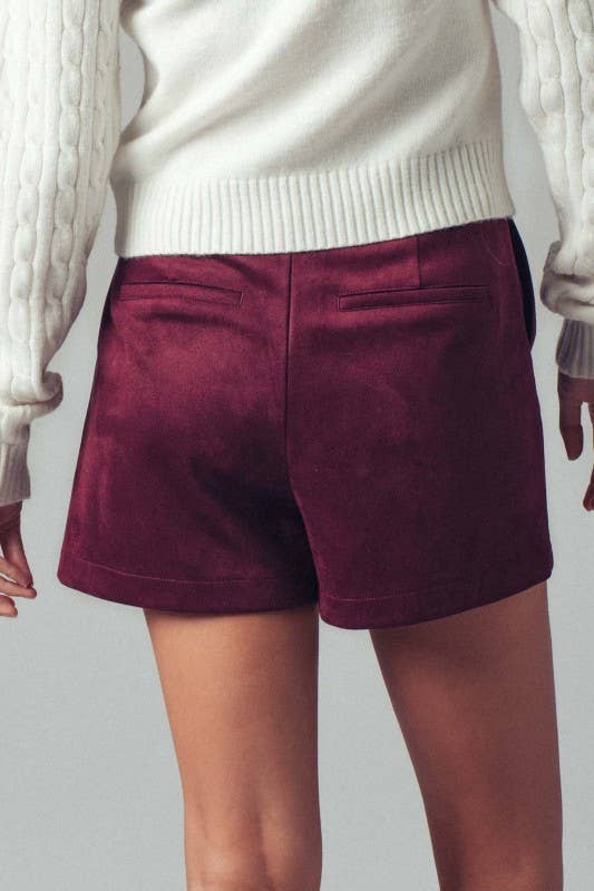 Suede High-Rise Tailored Shorts