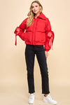 Puffer Jacket With Bow Knot Elbow String