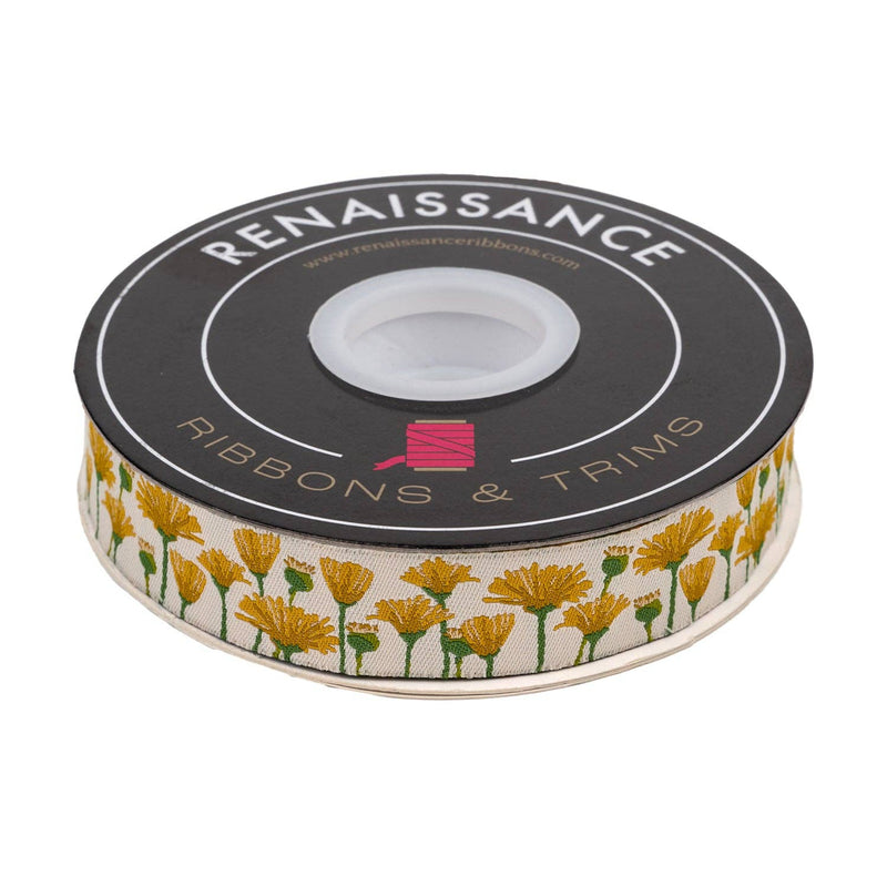 Blooms in Afternoon - 7/8" width - Meadow - 15 Yard Spool