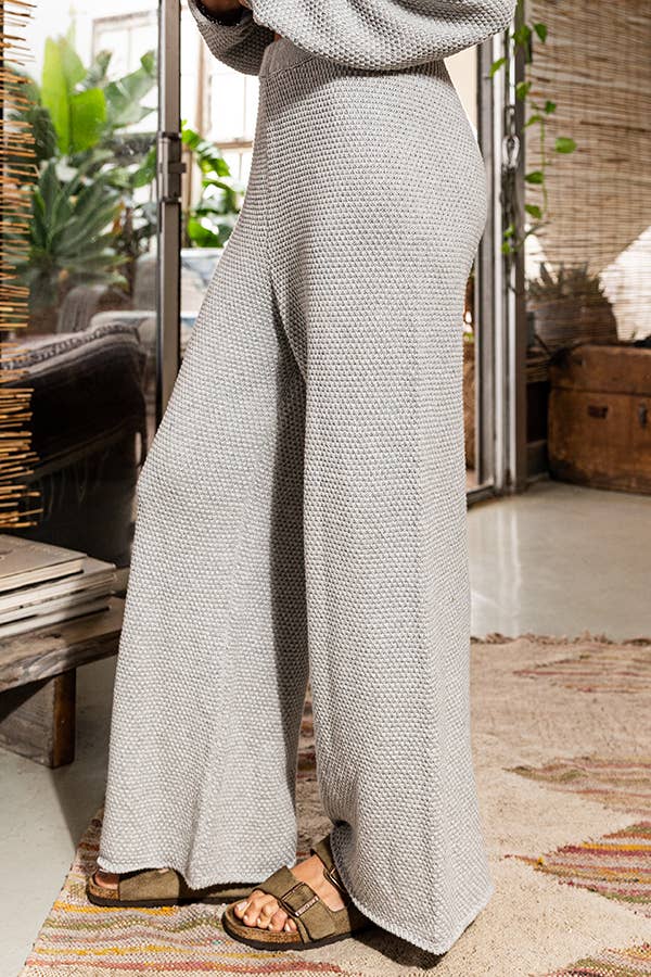 Textured Pull On Wide Legs Pants