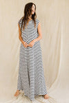 Wide Leg Yarn-dyed Stripe Knit Jumpsuit