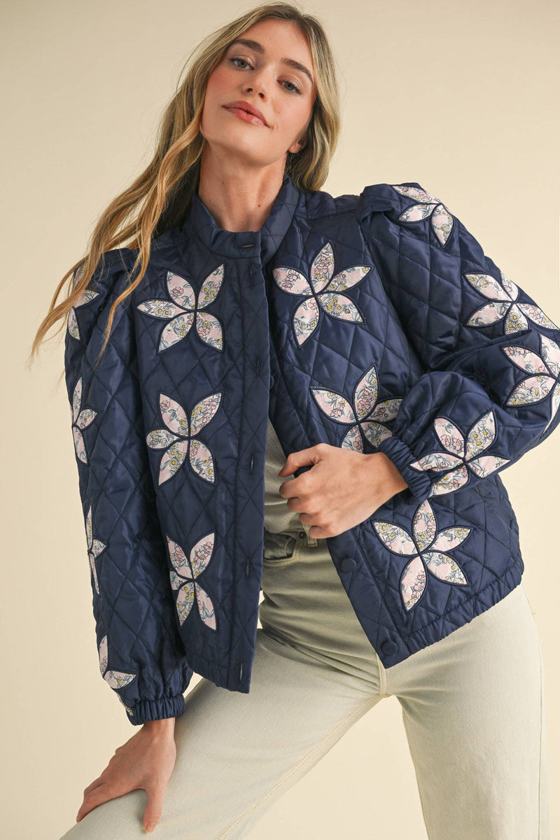 QUILTED JACKET WITH FLORAL PATCHWORK