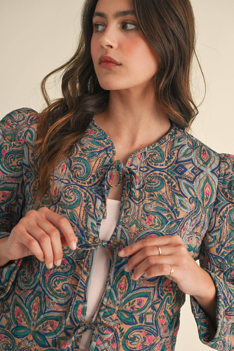 QUILTED PAISLEY PRINT JACKET