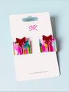 Color Play Acrylic Christmas Present Stud Earring