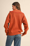 RIBBED COLLARED PULLOVER SWEATER