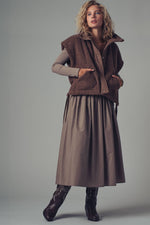 Quilted Collar Boxy Sherpa Vest