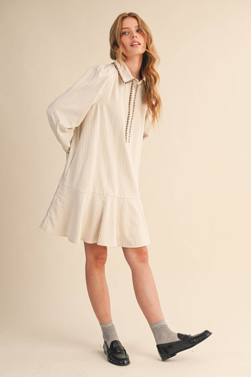 STRIPED BUTTON DOWN MINI DRESS