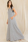 Wide Leg Yarn-dyed Stripe Knit Jumpsuit