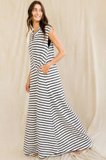 R5120P Wide Leg Yarn-dyed Stripe Knit Jumpsuit