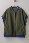Oversized Sherpa Textured Varsity Button Front Vest
