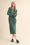 RIBBED SWEATER MIDI DRESS WITH CONTRAST STITCH