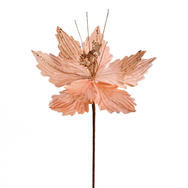 12" Rose Gold Poinsettia Spra