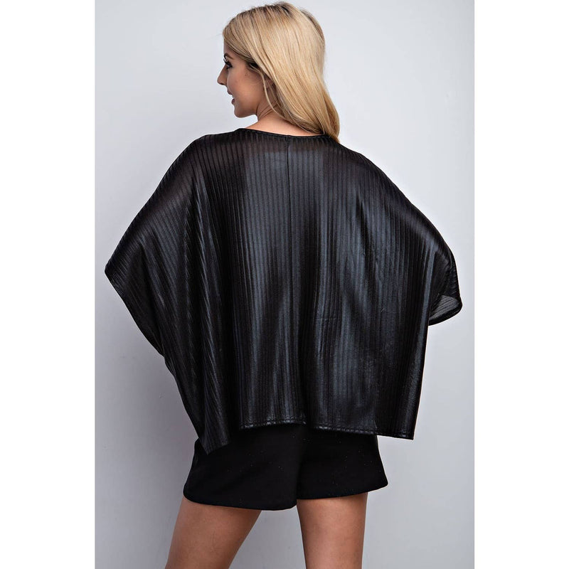 Pleated Lurex Knit Top - Black