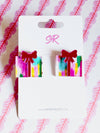 Color Play Acrylic Christmas Present Stud Earring