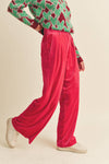 WIDE LEG VELVET TROUSERS