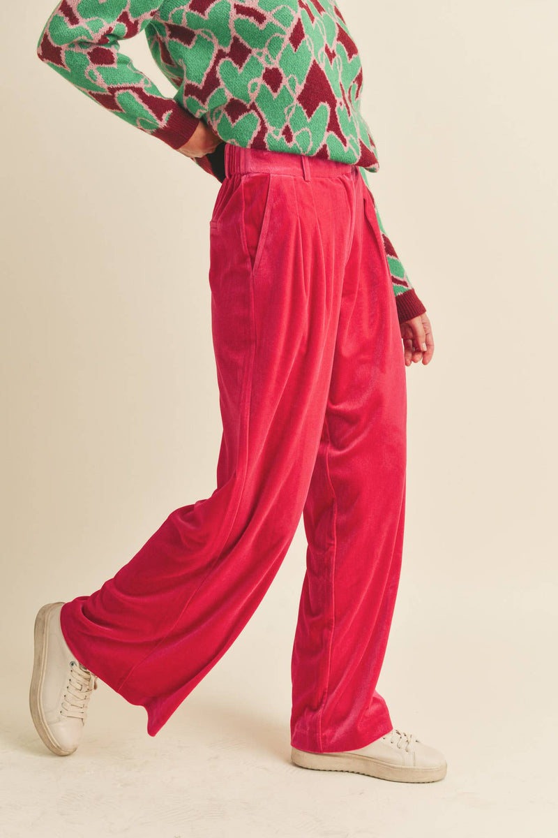 WIDE LEG VELVET TROUSERS