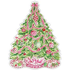 Christmas Tree with Pink Ribbon & Bow Posh Die-Cut Placemat