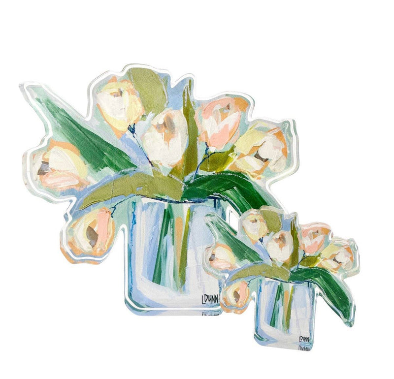 White Tulips Acrylic Bloom Block BITTY