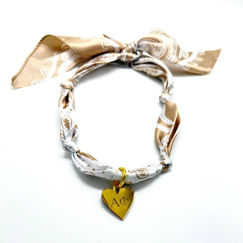 Sorority Scarf with Engraved Gold Heart Charm