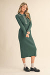 RIBBED SWEATER MIDI DRESS WITH CONTRAST STITCH