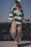 Oversized Half Zip Bold Stripe Statement Pullover Sweatshirt
