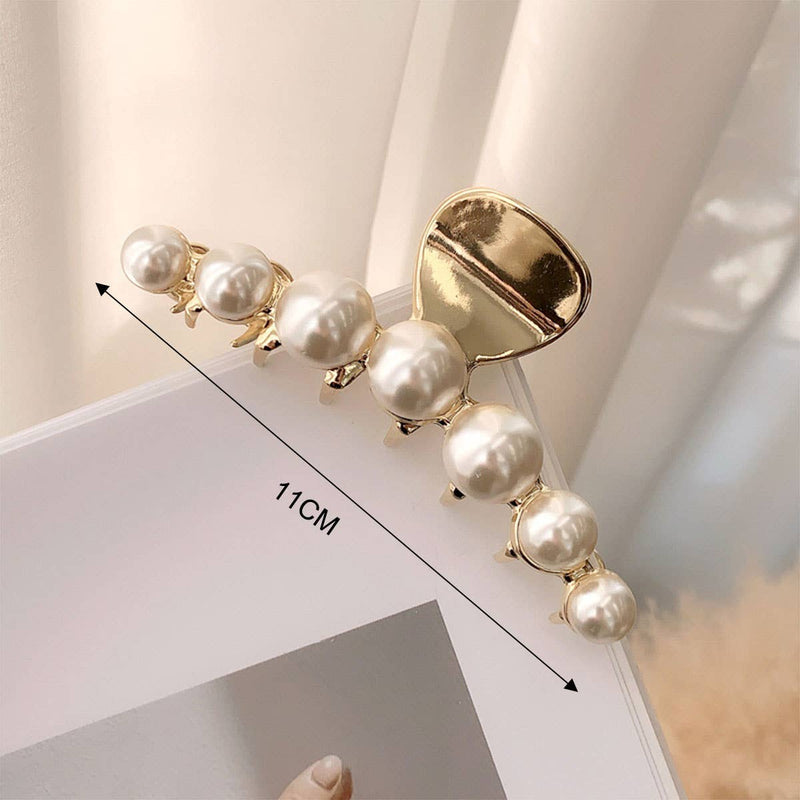 PEARL ALLOY GOLD HAIR CLAW CLIPS