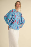 EXCLUSIVE PRINT FLORAL DOLMAN SLEEVE BLOUSE