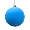 4" Flocked Ball Ornament - Ice Blue