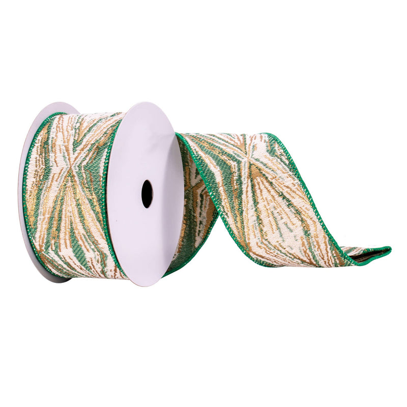 2.5"x10yd Green/Cream/Champagne Ribbon
