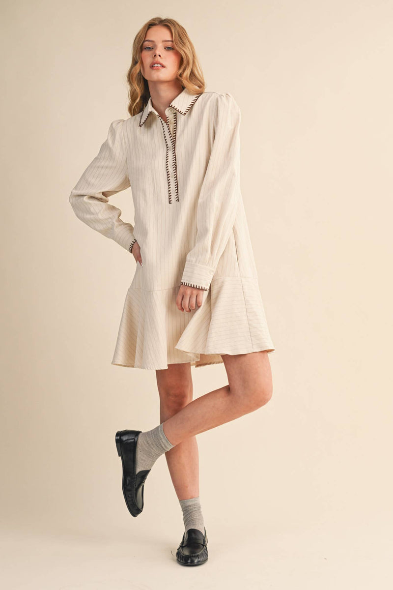 STRIPED BUTTON DOWN MINI DRESS
