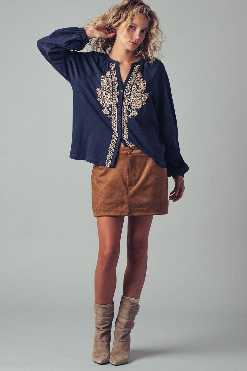 Faux Suede Mini Skirt with Inner Shorts