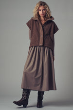 Quilted Collar Boxy Sherpa Vest