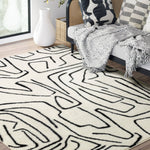 Abani Rugs Deco DEC520A Cream Black Abstract Area Rug: 7'9" x 10'2"