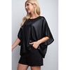 Pleated Lurex Knit Top - Black