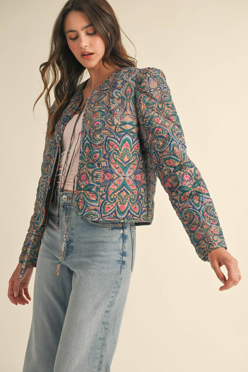 QUILTED PAISLEY PRINT JACKET