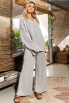 Textured Pull On Wide Legs Pants