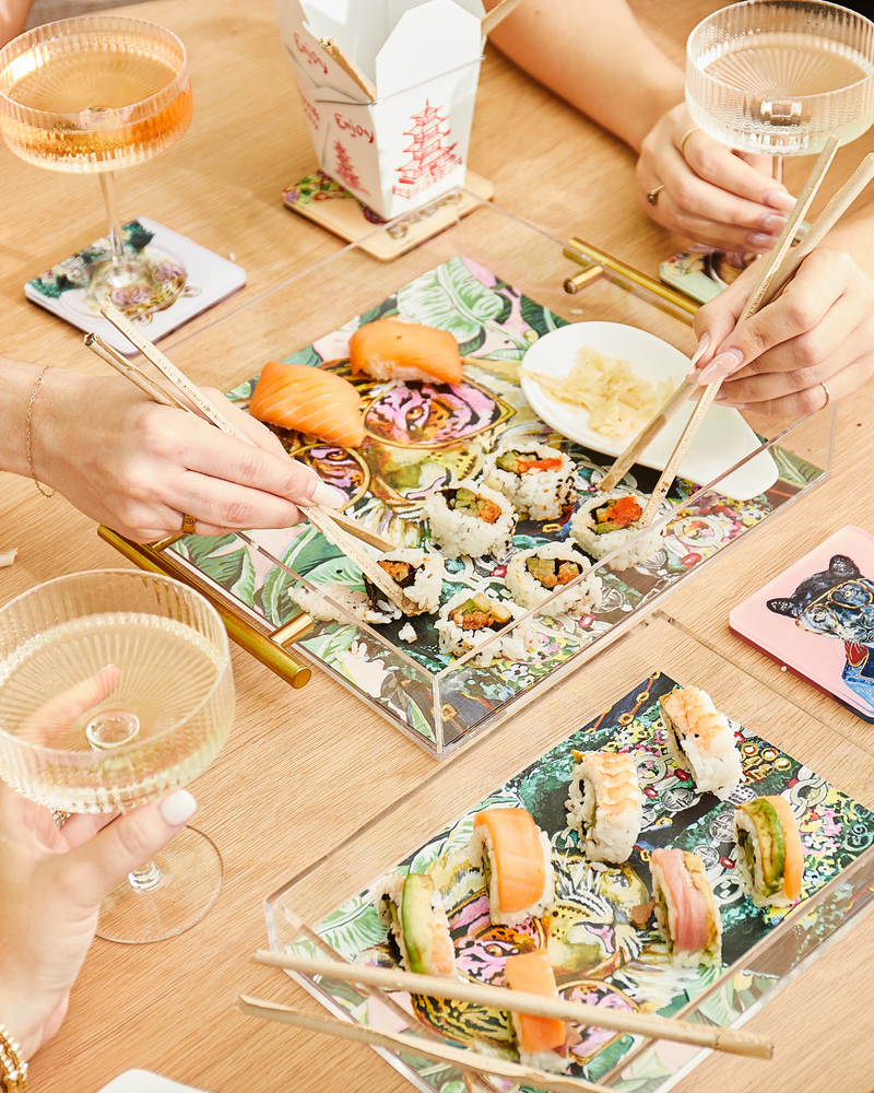 Toby The Tiger Acrylic Tray With Gold Handles