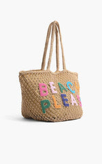 Beach Please Beaded Macrame Jute Tote