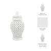 Ceramic Intricate Cut Out Lidded Jar - White, 24 in.