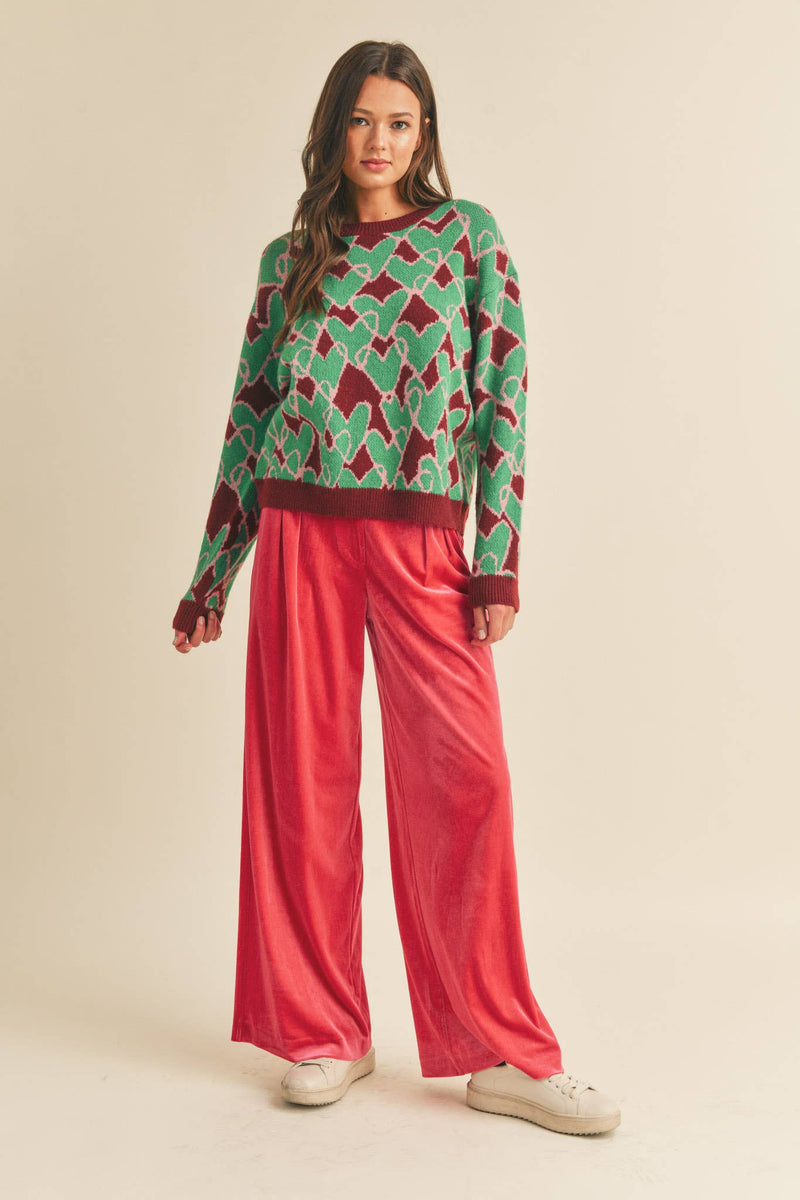 WIDE LEG VELVET TROUSERS