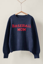 Baseball Mom Knit Pullover Sweater